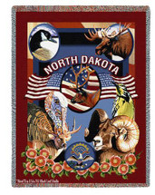 State of North Dakota - Dwight D Kirkland - Cotton Woven Blanket Throw - Made in the USA (72x54) Tapestry Throw