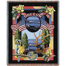 State of Oregon - Dwight D Kirkland - Cotton Woven Blanket Throw - Made in the USA (72x54) Tapestry Throw