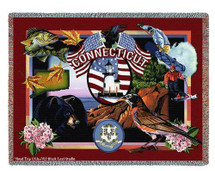 State of Connecticut - Dwight D Kirkland - Cotton Woven Blanket Throw - Made in the USA (72x54) Tapestry Throw