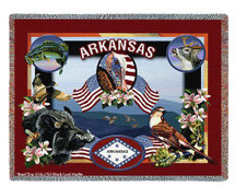 State of Arkansas - Dwight D Kirkland - Cotton Woven Blanket Throw - Made in the USA (72x54) Tapestry Throw