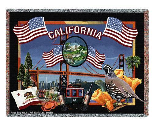 State of California - Dwight D Kirkland - Cotton Woven Blanket Throw - Made in the USA (72x54) Tapestry Throw