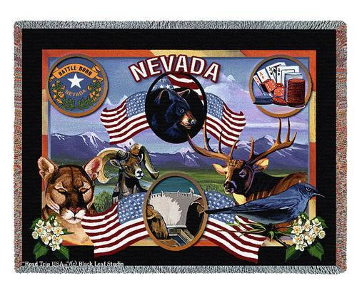 State of Nevada - Dwight D Kirkland - Cotton Woven Blanket Throw - Made in the USA (72x54) Tapestry Throw