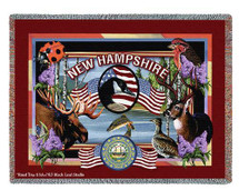 State of New Hampshire - Dwight D Kirkland - Cotton Woven Blanket Throw - Made in the USA (72x54) Tapestry Throw