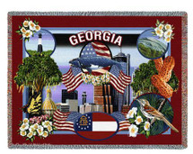 State of Georgia - Dwight D Kirkland - Cotton Woven Blanket Throw - Made in the USA (72x54) Tapestry Throw