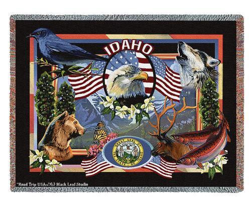 State of Idaho - Dwight D Kirkland - Cotton Woven Blanket Throw - Made in the USA (72x54) Tapestry Throw