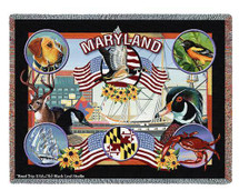 State of Maryland - Dwight D Kirkland - Cotton Woven Blanket Throw - Made in the USA (72x54) Tapestry Throw