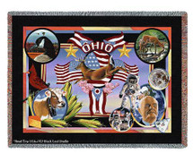 State of Ohio - Dwight D Kirkland - Cotton Woven Blanket Throw - Made in the USA (72x54) Tapestry Throw