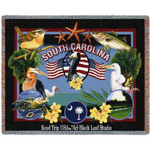 State of South Carolina - Dwight D Kirkland - Cotton Woven Blanket Throw - Made in the USA (72x54) Tapestry Throw