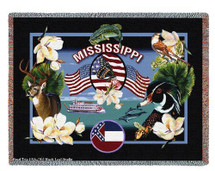 State of Mississippi - Dwight D Kirkland - Cotton Woven Blanket Throw - Made in the USA (72x54) Tapestry Throw