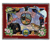 State of Vermont - Dwight D Kirkland - Cotton Woven Blanket Throw - Made in the USA (72x54) Tapestry Throw