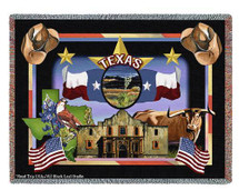 State of Texas - Dwight D Kirkland - Cotton Woven Blanket Throw - Made in the USA (72x54) Tapestry Throw