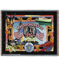 State of Massachusetts - Dwight D Kirkland - Cotton Woven Blanket Throw - Made in the USA (72x54) Tapestry Throw
