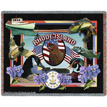 State of Rhode Island - Dwight D Kirkland - Cotton Woven Blanket Throw - Made in the USA (72x54) Tapestry Throw