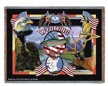 State of Wyoming - Dwight D Kirkland - Cotton Woven Blanket Throw - Made in the USA (72x54) Tapestry Throw