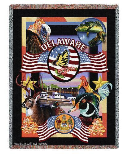 State of Delaware - Dwight D Kirkland - Cotton Woven Blanket Throw - Made in the USA (72x54) Tapestry Throw