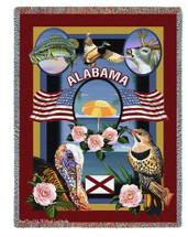 State of Alabama - Dwight D Kirkland - Cotton Woven Blanket Throw - Made in the USA (72x54) Tapestry Throw