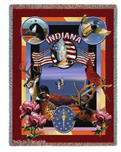State of Indiana - Dwight D Kirkland - Cotton Woven Blanket Throw - Made in the USA (72x54) Tapestry Throw