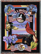 State of Illinois - Dwight D Kirkland - Cotton Woven Blanket Throw - Made in the USA (72x54) Tapestry Throw