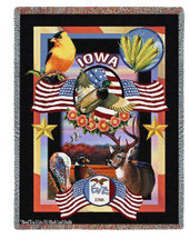 State of Iowa - Dwight D Kirkland - Cotton Woven Blanket Throw - Made in the USA (72x54) Tapestry Throw