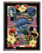 State of Hawaii - Dwight D Kirkland - Cotton Woven Blanket Throw - Made in the USA (72x54) Tapestry Throw