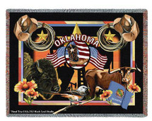 State of Oklahoma - Dwight D Kirkland - Cotton Woven Blanket Throw - Made in the USA (72x54) Tapestry Throw