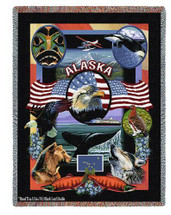 State of Alaska - Dwight D Kirkland - Cotton Woven Blanket Throw - Made in the USA (72x54) Tapestry Throw