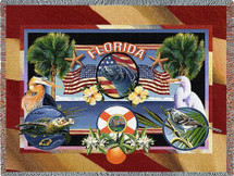 State of Florida - Dwight D Kirkland - Cotton Woven Blanket Throw - Made in the USA (72x54) Tapestry Throw