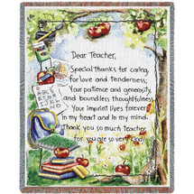 Dear Teacher Letter From Student - Rose Kennedy - Cotton Woven Blanket Throw - Made in the USA (72x54) Tapestry Throw