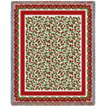 Strawberry Festival - Cotton Woven Blanket Throw - Made in the USA (72x54) Tapestry Throw