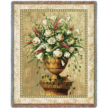 Spring Blossoms - Welby - Cotton Woven Blanket Throw - Made in the USA (72x54) Tapestry Throw