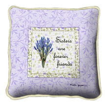 Sisters Forever Textured Hand Finished Elegant Woven Throw Pillow Cover 100% Cotton Made in the USA Size 17x17 Pillow