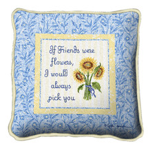 Friends With Flowers Textured Hand Finished Elegant Woven Throw Pillow Cover 100% Cotton Made in the USA Size 17x17 Pillow