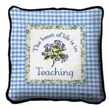 Heart In Teaching Textured Hand Finished Elegant Woven Throw Pillow Cover 100% Cotton Made in the USA Size 17x17 Pillow