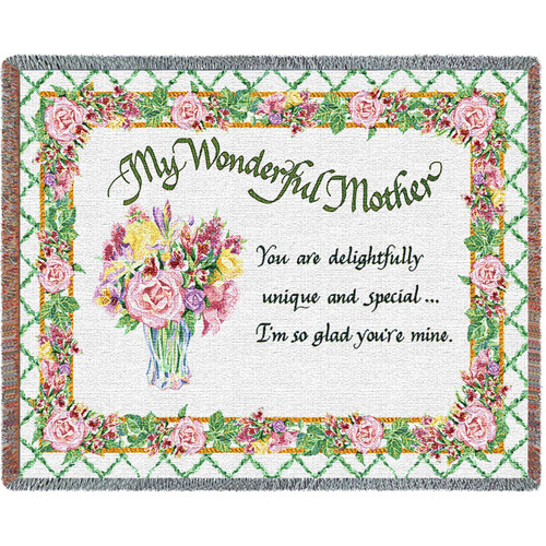 My Wonderful Mother - Audrey Jean Roberts - Cotton Woven Blanket Throw - Made in the USA (72x54) Tapestry Throw