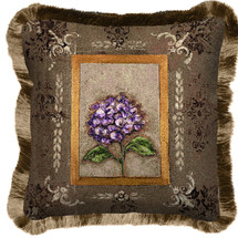 Hydrangea Textured Hand Finished Elegant Woven Throw Pillow Cover 100% Cotton Made in the USA Size 17x17 Pillow