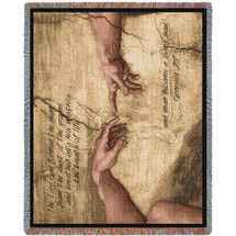 Hands of God and Adam -Creation of Adam - Then The Lord God Formed A Man From The Dust Of The Ground - Scriptures - Genesis 2:7 - Sistine Chapel - Michelangelo - Cotton Woven Blanket Throw - Made in the USA (72x54) Tapestry Throw