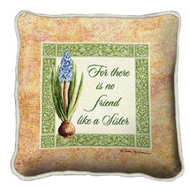 No Friend Like a Sister Textured Hand Finished Elegant Woven Throw Pillow Cover 100% Cotton Made in the USA Size 17x17 Pillow