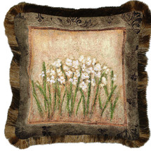Narcissus Textured Hand Finished Elegant Woven Throw Pillow Cover 100% Cotton Made in the USA Size 17x17 Pillow