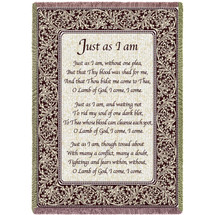 Just As I Am Hymn - Cotton Woven Blanket Throw - Made in the USA (70x50) Afghan