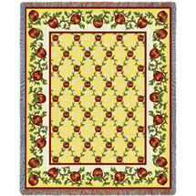 Apple Season - Cotton Woven Blanket Throw - Made in the USA (72x54) Tapestry Throw