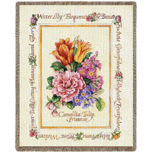 Blooming Bouquet - Judy Hand - Cotton Woven Blanket Throw - Made in the USA (72x54) Tapestry Throw