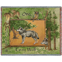 Gray Wolf Lodge Blanket Tapestry Throw