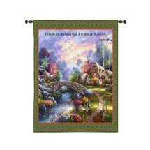 Springtime Glory by James Lee | Woven Tapestry Wall Art Hanging | Dreamy Impressionist Forest Cottage Biblical Artwork | 100% Cotton USA Size 34x26 Wall Tapestry