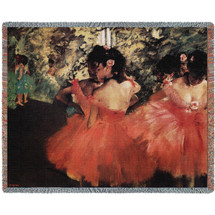 Dancers In Pink Edger Degas - Cotton Woven Blanket Throw - Made in the USA (72x54) Tapestry Throw
