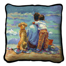 Treasured Moment Textured Hand Finished Elegant Woven Throw Pillow Cover 100% Cotton Made in the USA Size 17x17 Pillow