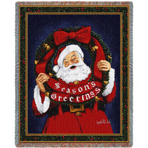 Season's Greetings Santa Blanket Tapestry Throw