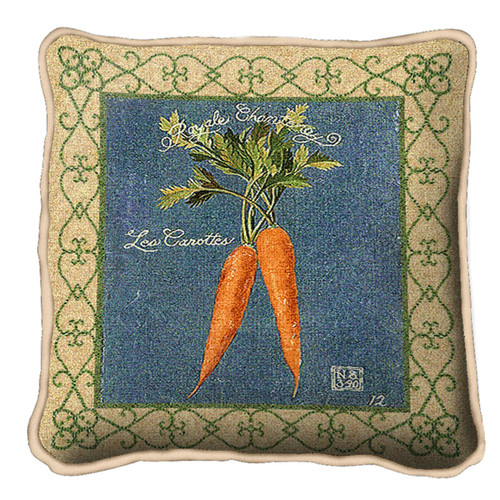 Carrots Textured Hand Finished Elegant Woven Throw Pillow Cover 100% Cotton Made in the USA Size 17x17 Pillow