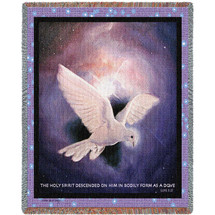 The Holy Spirit Descended On Him in bodily form Of A Dove - Scriptures - Luke 3:22 - Stephen Sawyer - Cotton Woven Blanket Throw - Made in the USA (72x54) Tapestry Throw