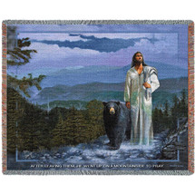 Spirit Of The Smokies - After Leaving Them He Went Up On A Mountainside To Pray - Scriptures - Mark 6:46 - Stephen Sawyer - Cotton Woven Blanket Throw - Made in the USA (72x54) Tapestry Throw