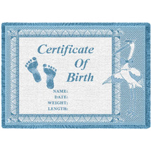 Birth Certificate Blue Small Blanket Afghan